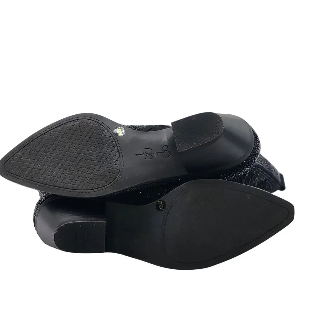 Jessica Simpson Womens Size 9.5 Oviedo Black Rhinestone Western Booties - Picture 9 of 10